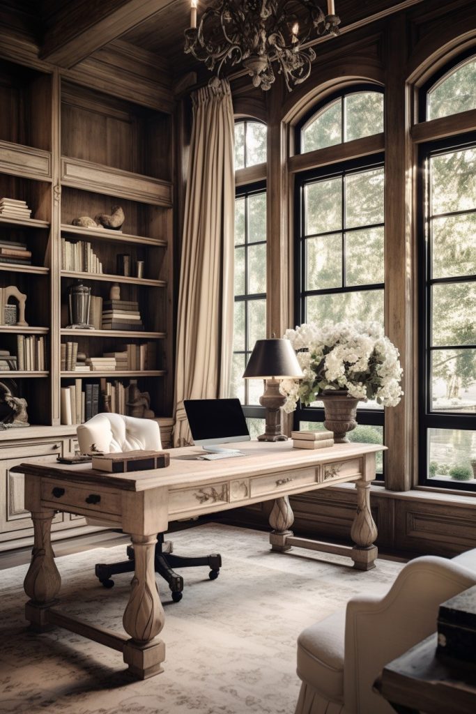 Ultra Elegant and Luxurious Charming Farmhouse Office --ar 2:3