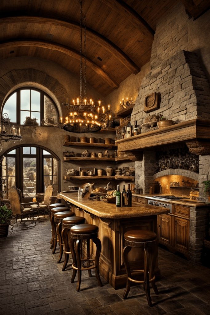 Vaulted Tuscan Kitchen Rustic Italian Decor --ar 2:3