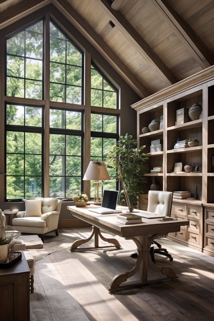 Visually Inviting Charming Farmhouse Office --ar 2:3