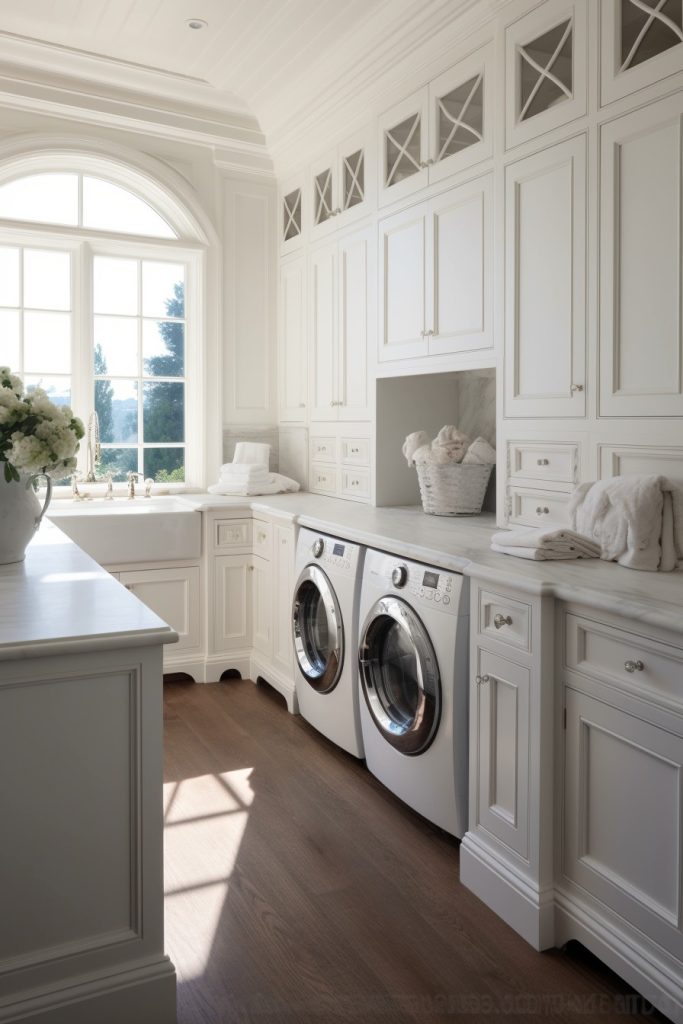 White Cabinets and Marble Fabulous Laundry Room Decor --ar 2:3