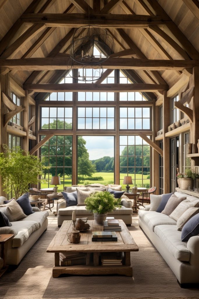 Wide Open and Wonderful Charming Farmhouse Living Room --ar 2:3