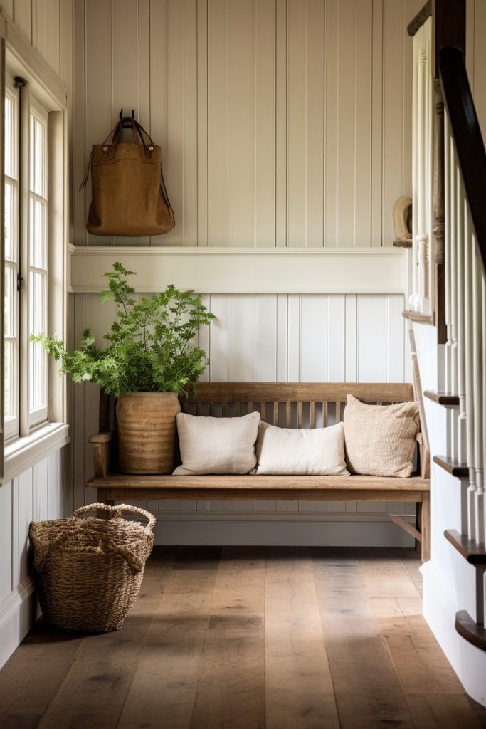 Woods and Whites Welcoming and Charming Farmhouse Entryway --ar 2:3 