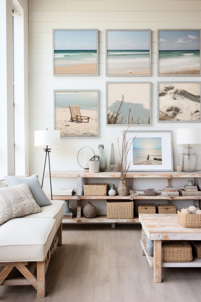 beach house gallery wall