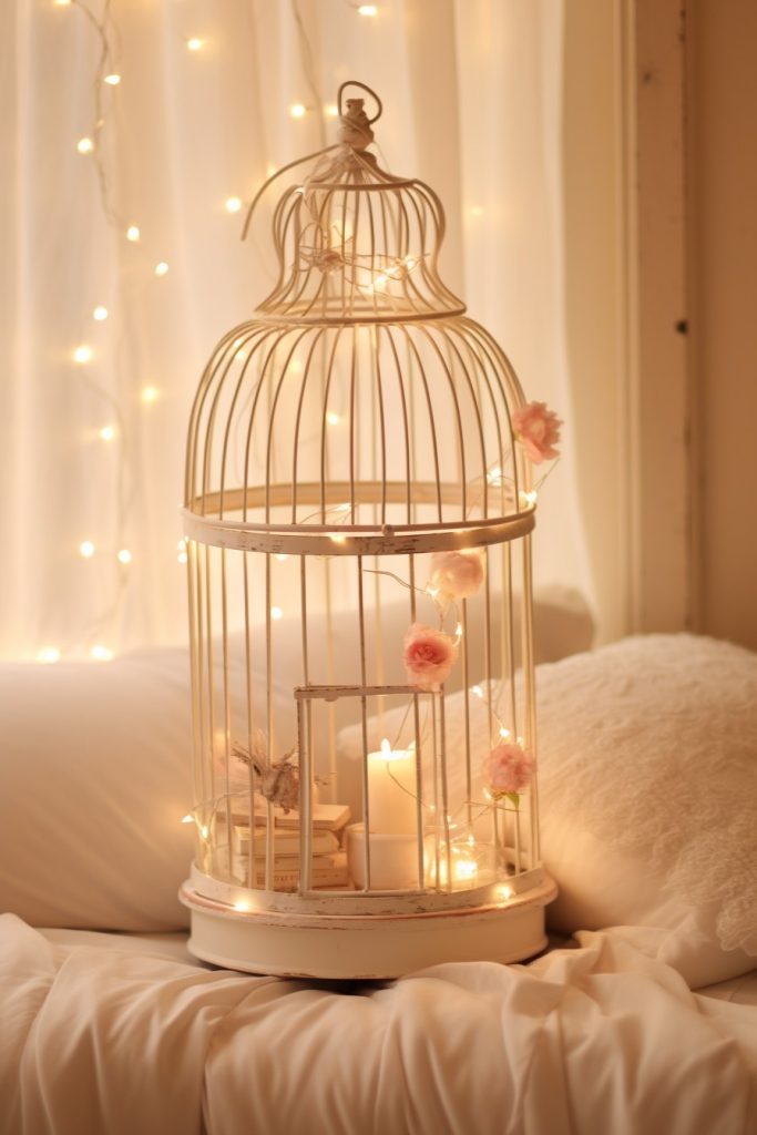 fairy light bird cage decoration