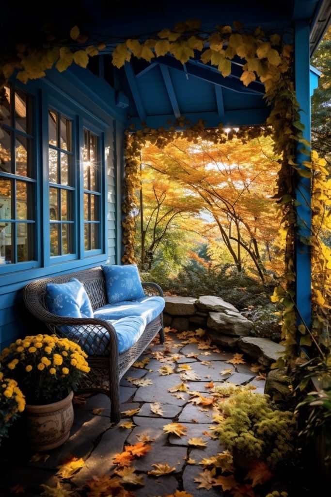 fall blue cottage