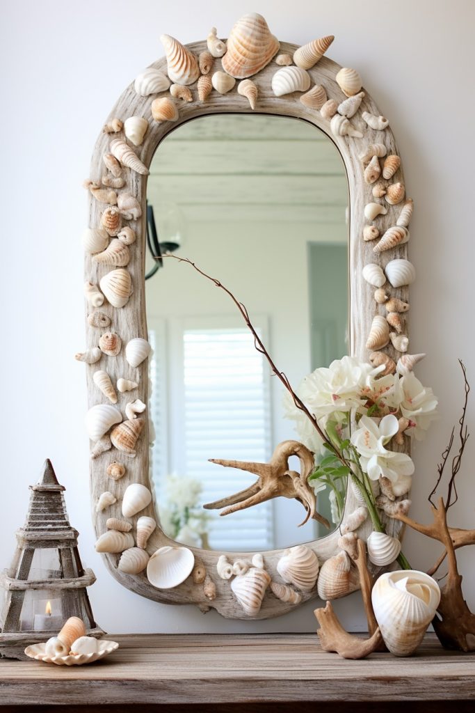 sea shell mirror frame