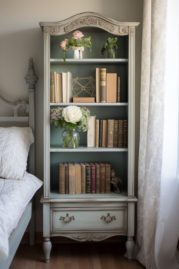 vintage bookshelf makeover