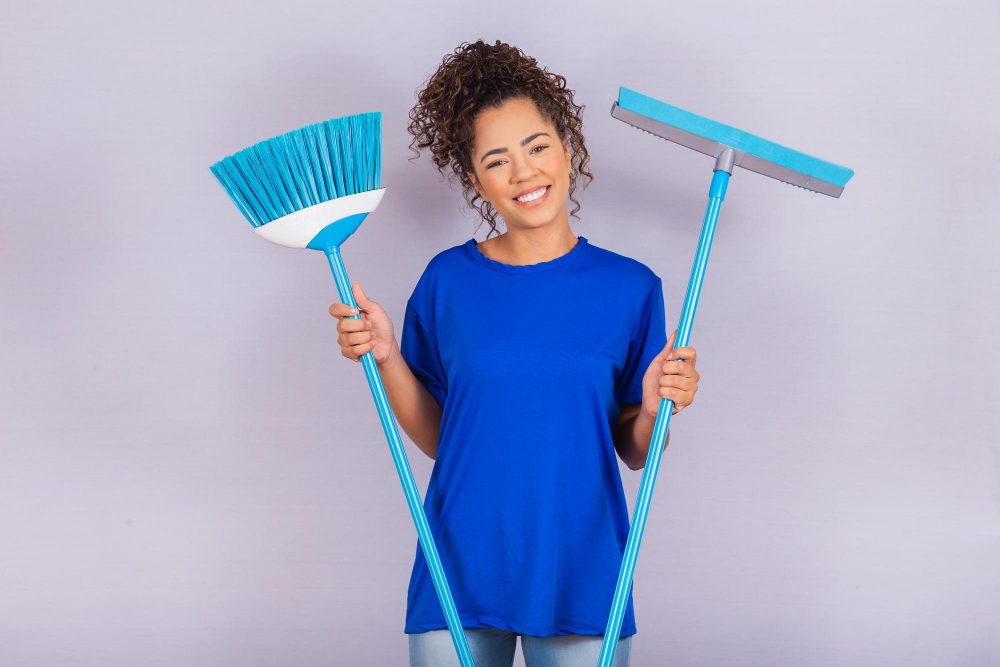 Rubber Squeegee With Long Handle for Garage Use with Broom Floor