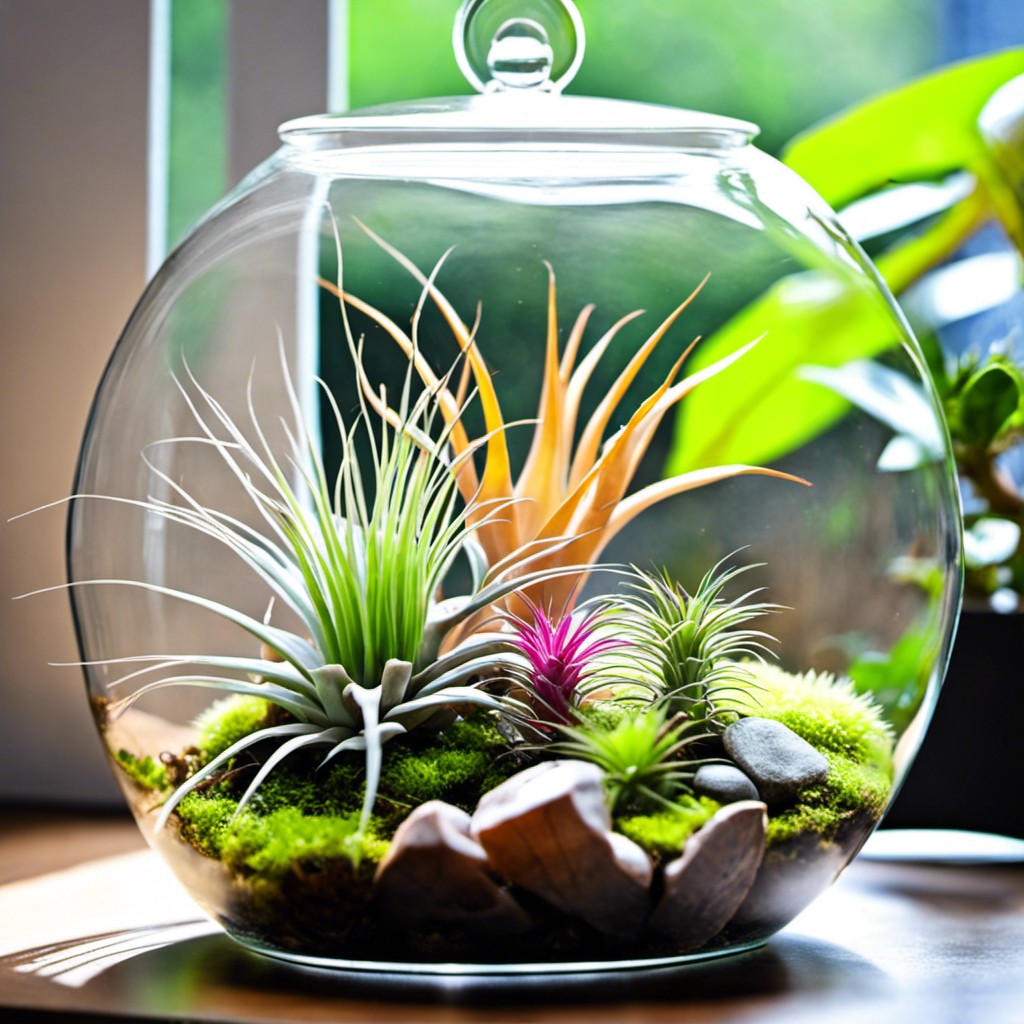 air plants displayed in terrariums
