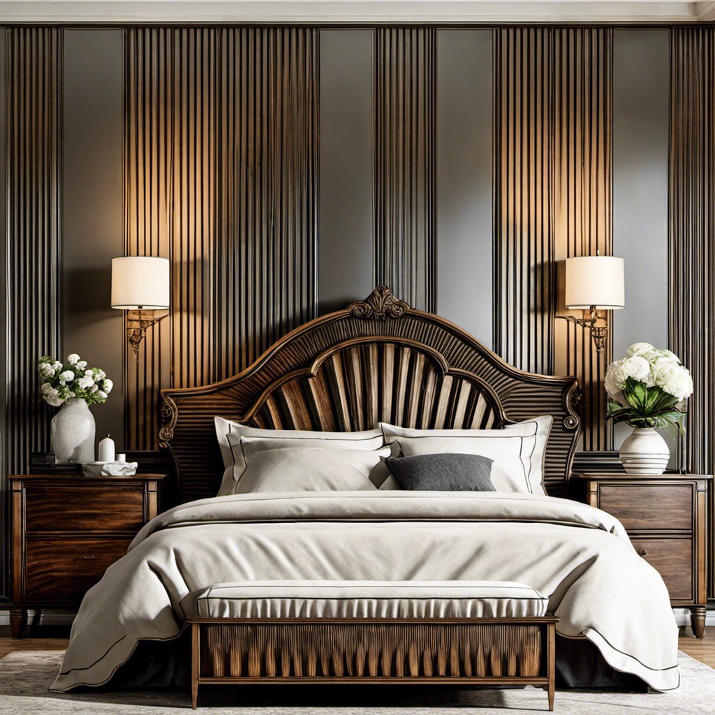 antique finish fluted headboard