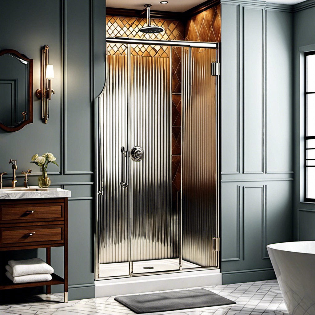 art deco style fluted glass shower door