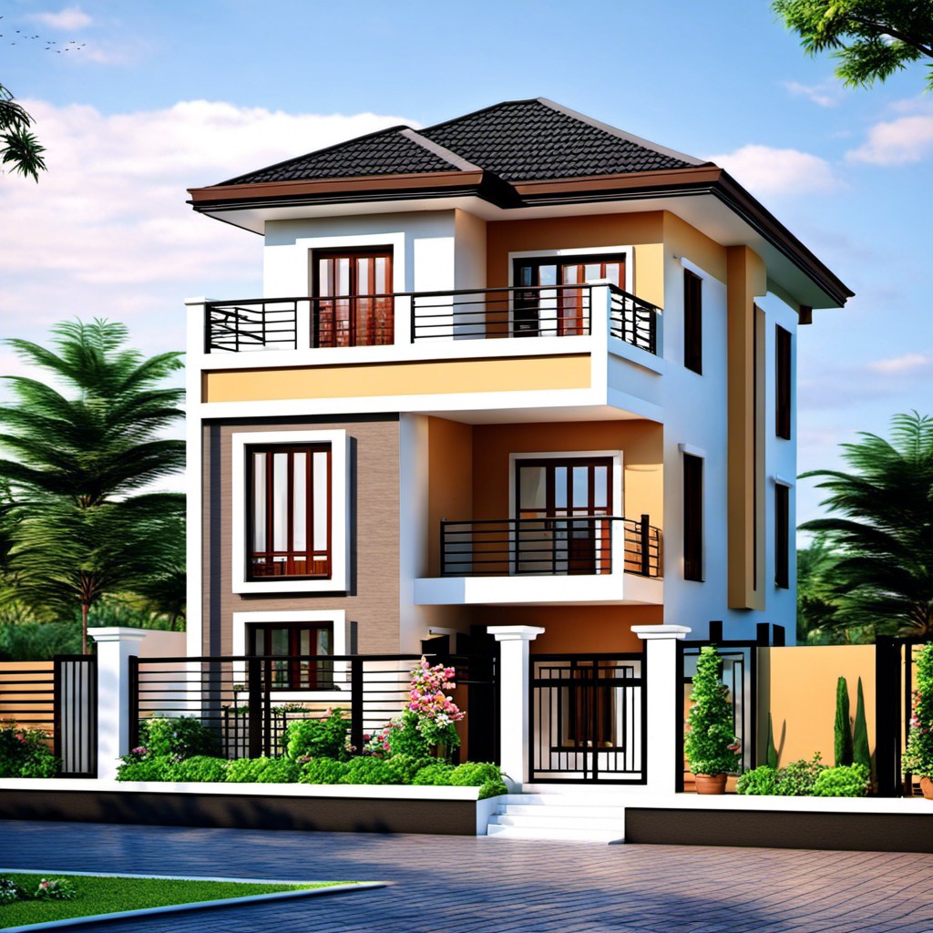 balcony styles for low budget two storey house designs