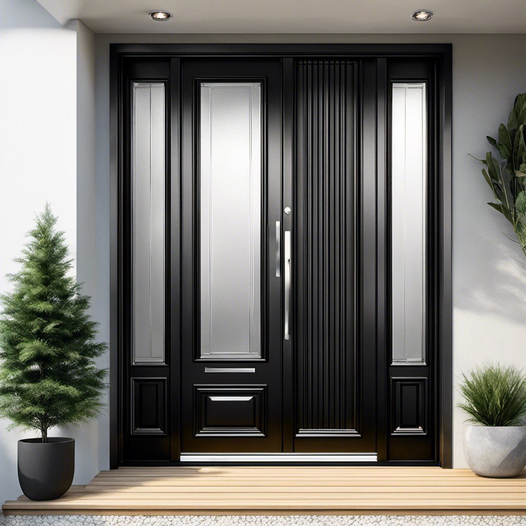 black fluted steel front door