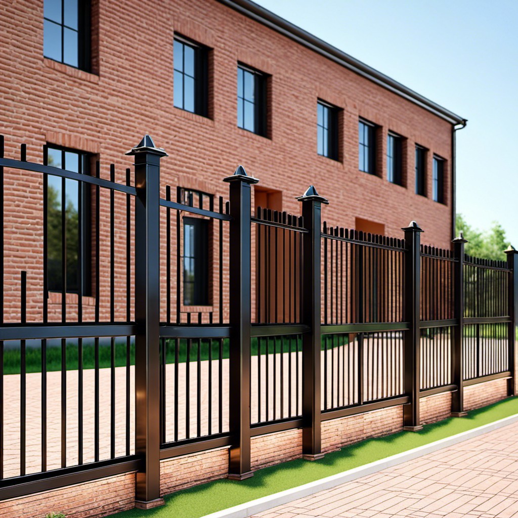 brick pillar with iron fence