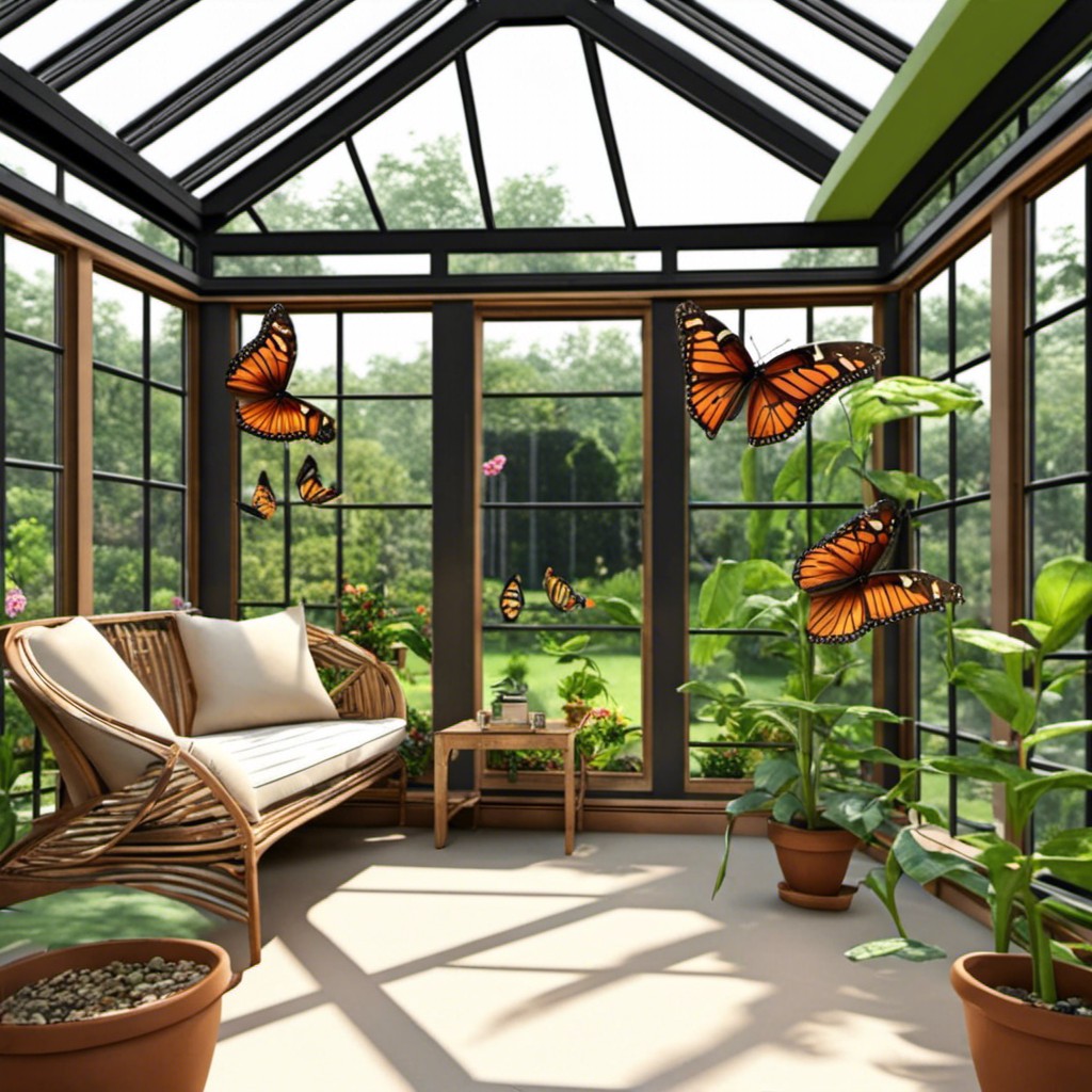 butterfly garden in a sunroom