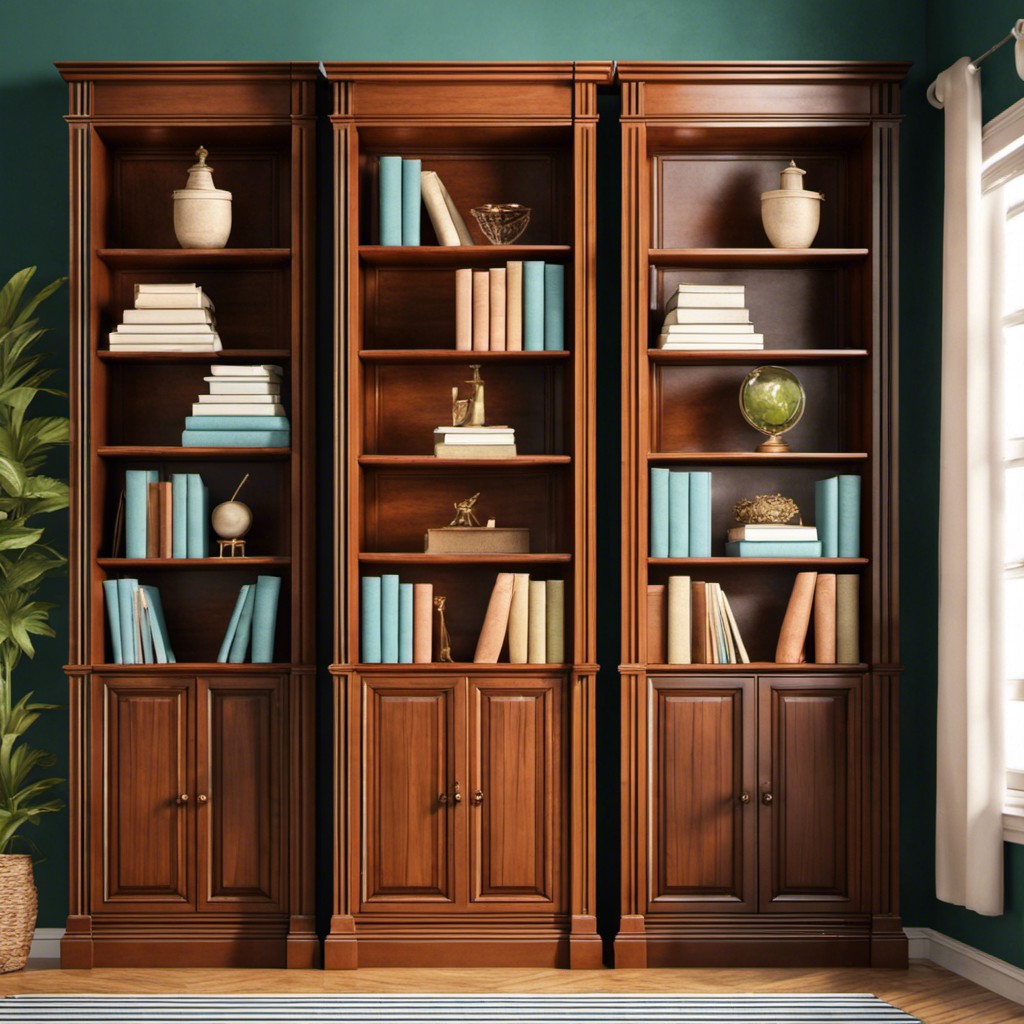 classic wooden bookshelves