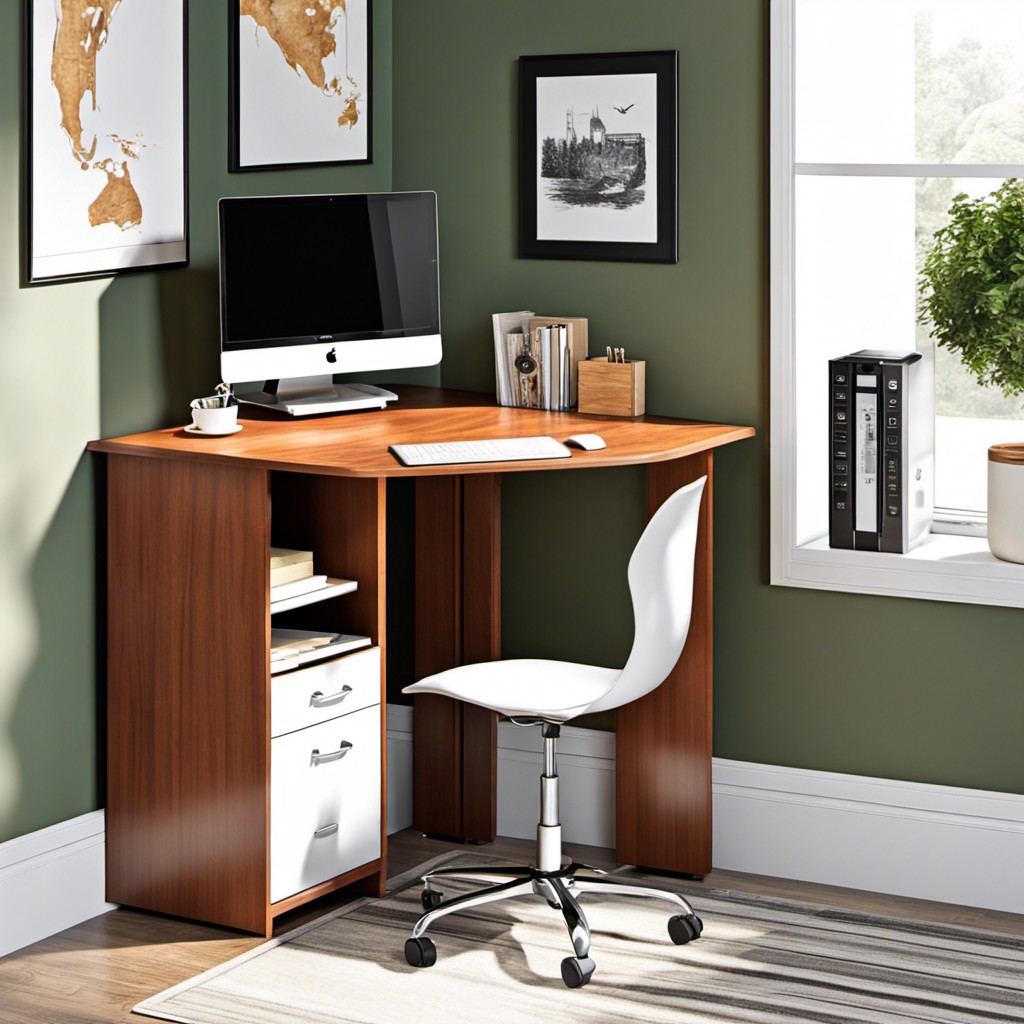 compact corner desk with built in vertical filing cabinet