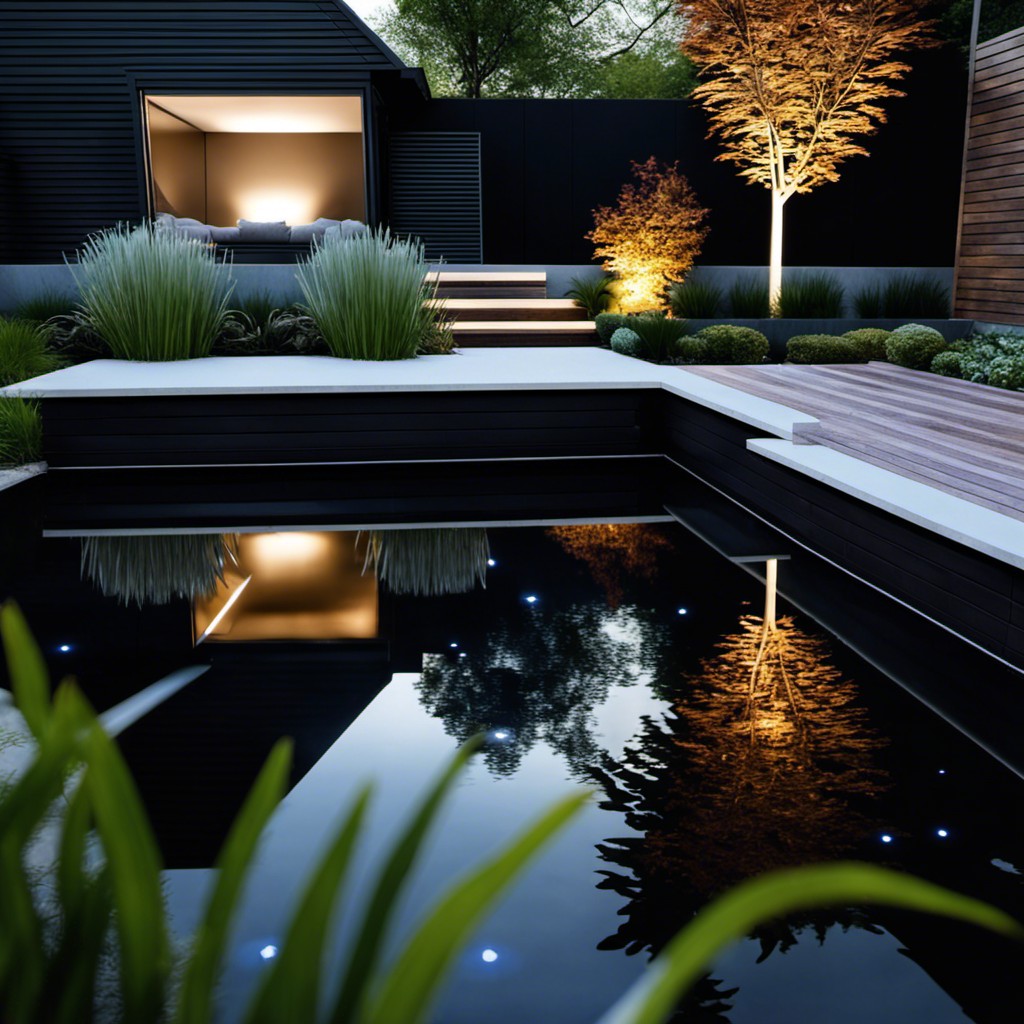 contemporarily designed pond with led lighting