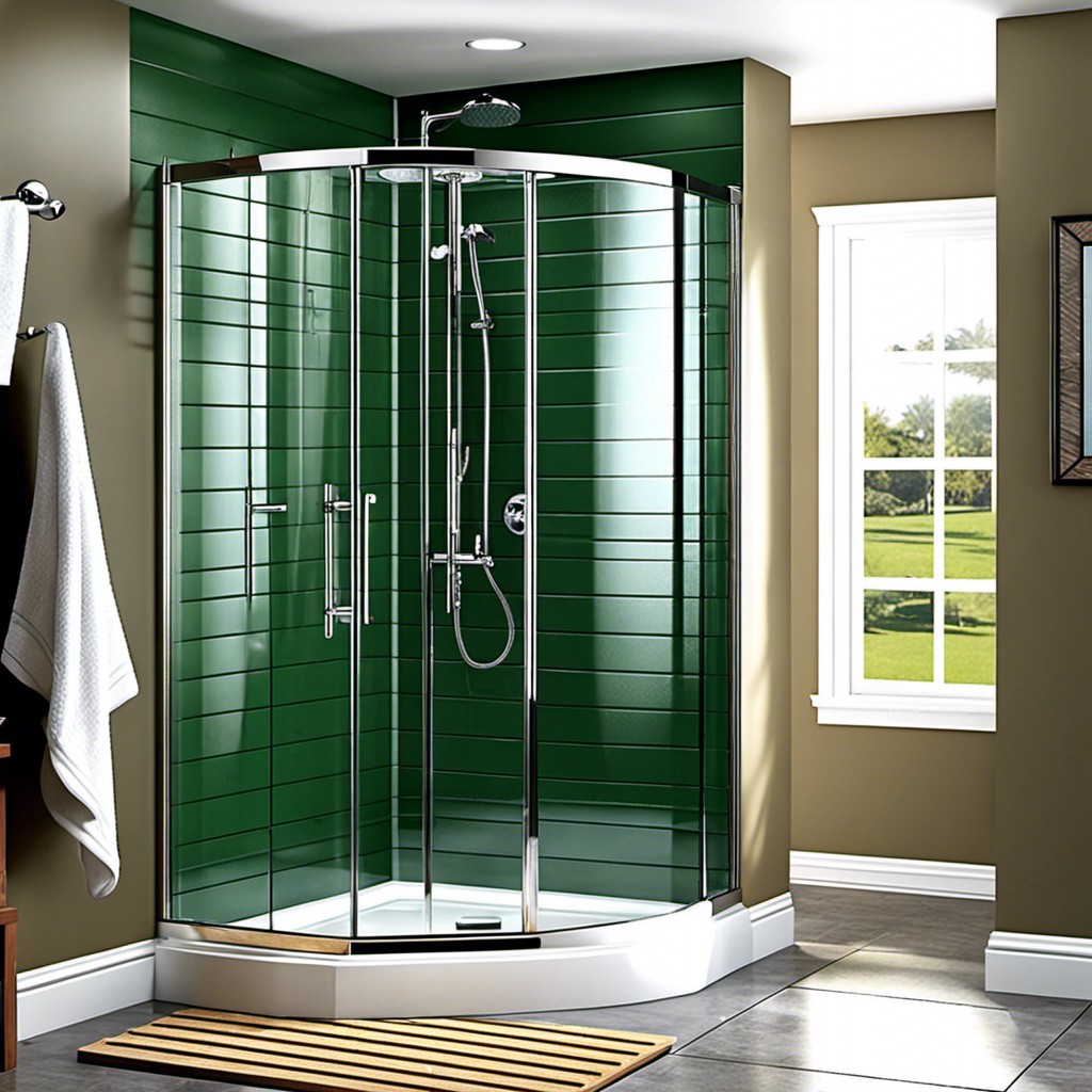 corner shower enclosure with fluted glass