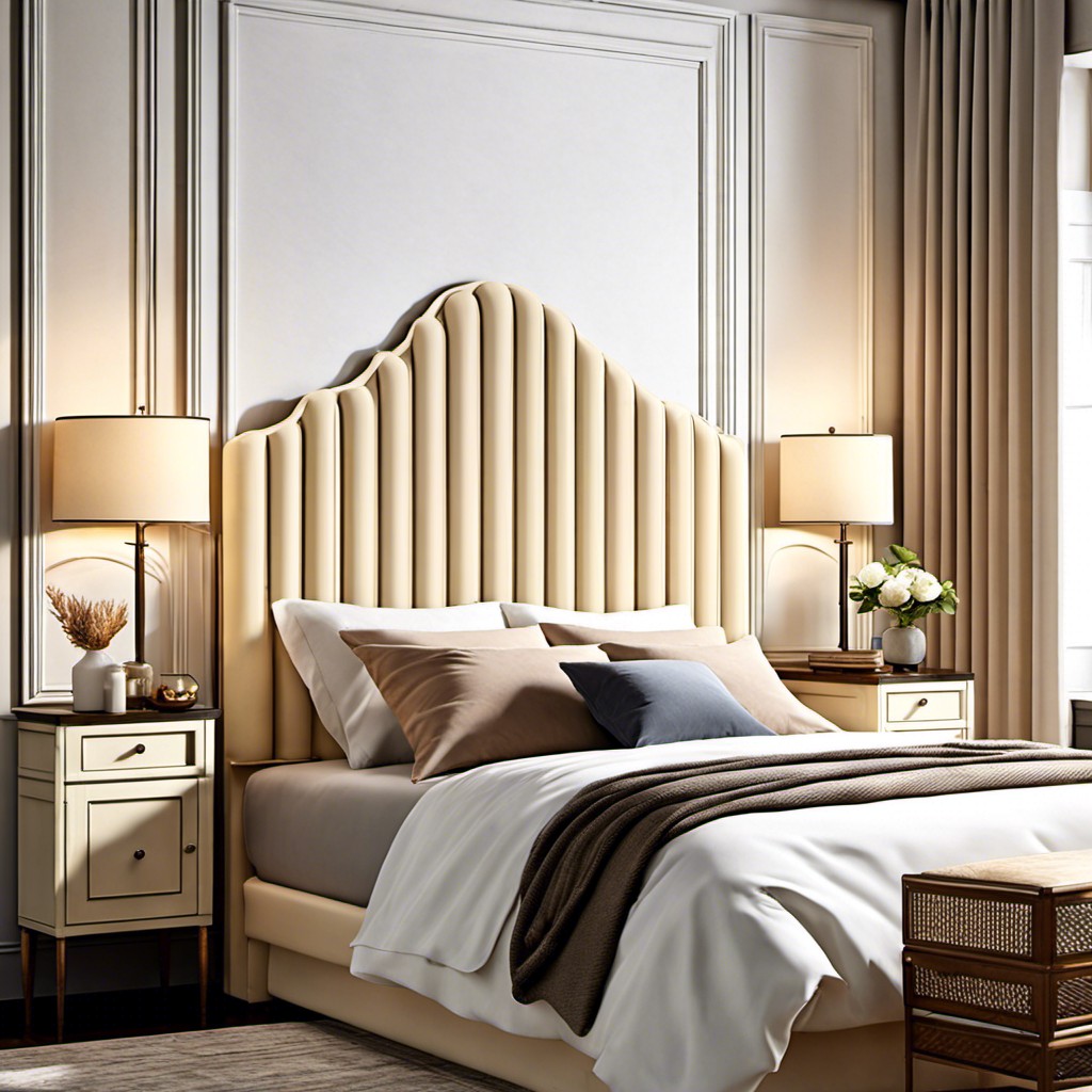 cream colored fluted headboard