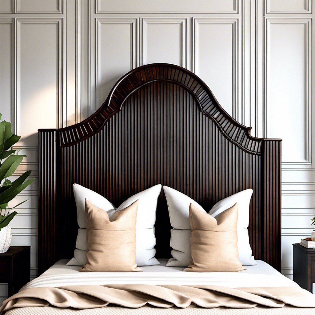 dark stained fluted headboard