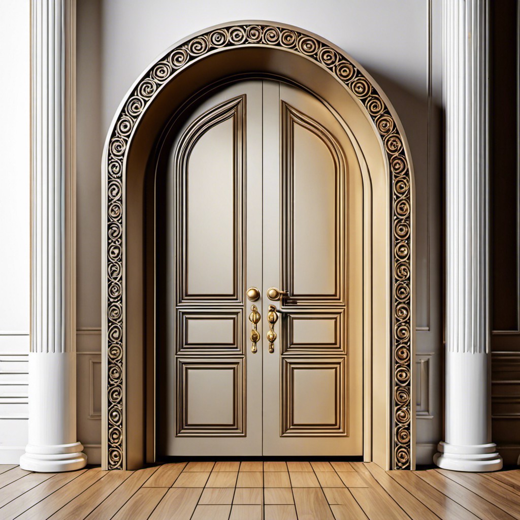 fluted door with decorative arch