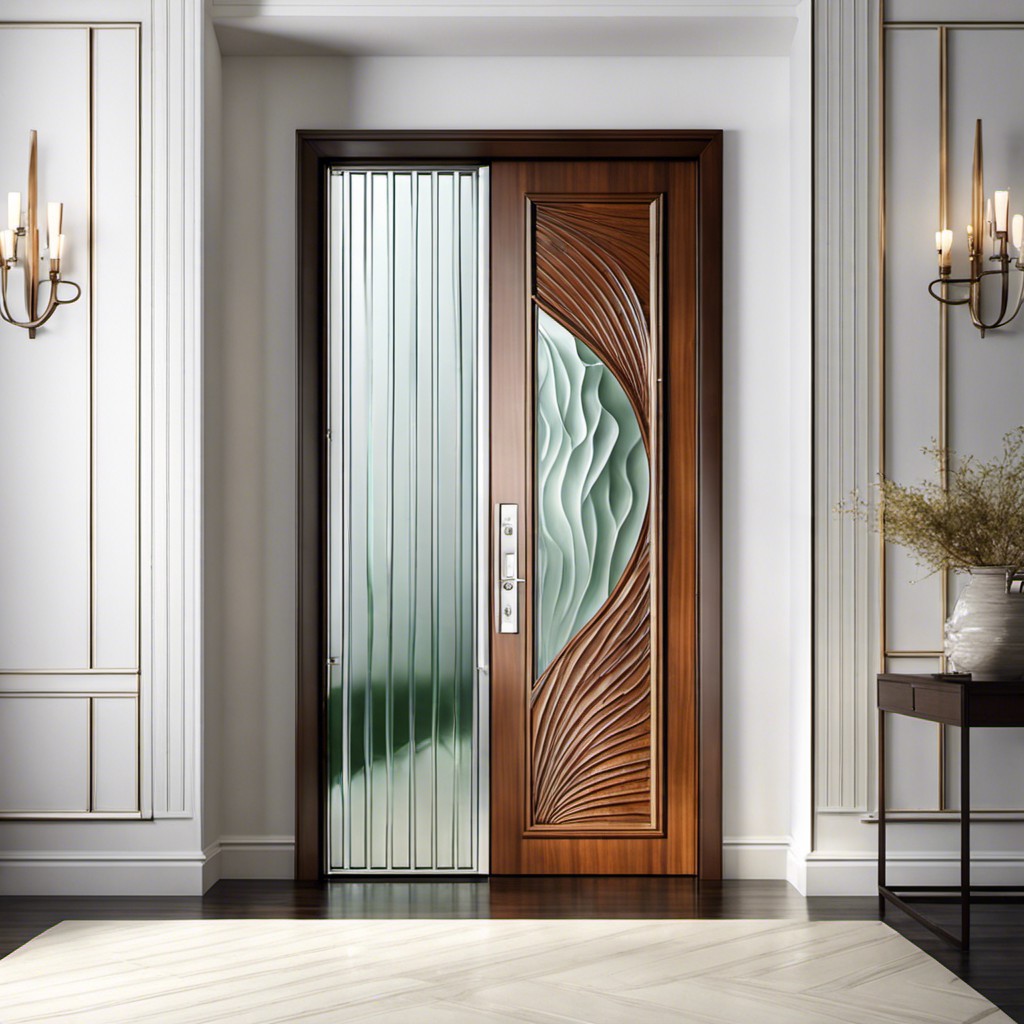 fluted door with organic glass patterns
