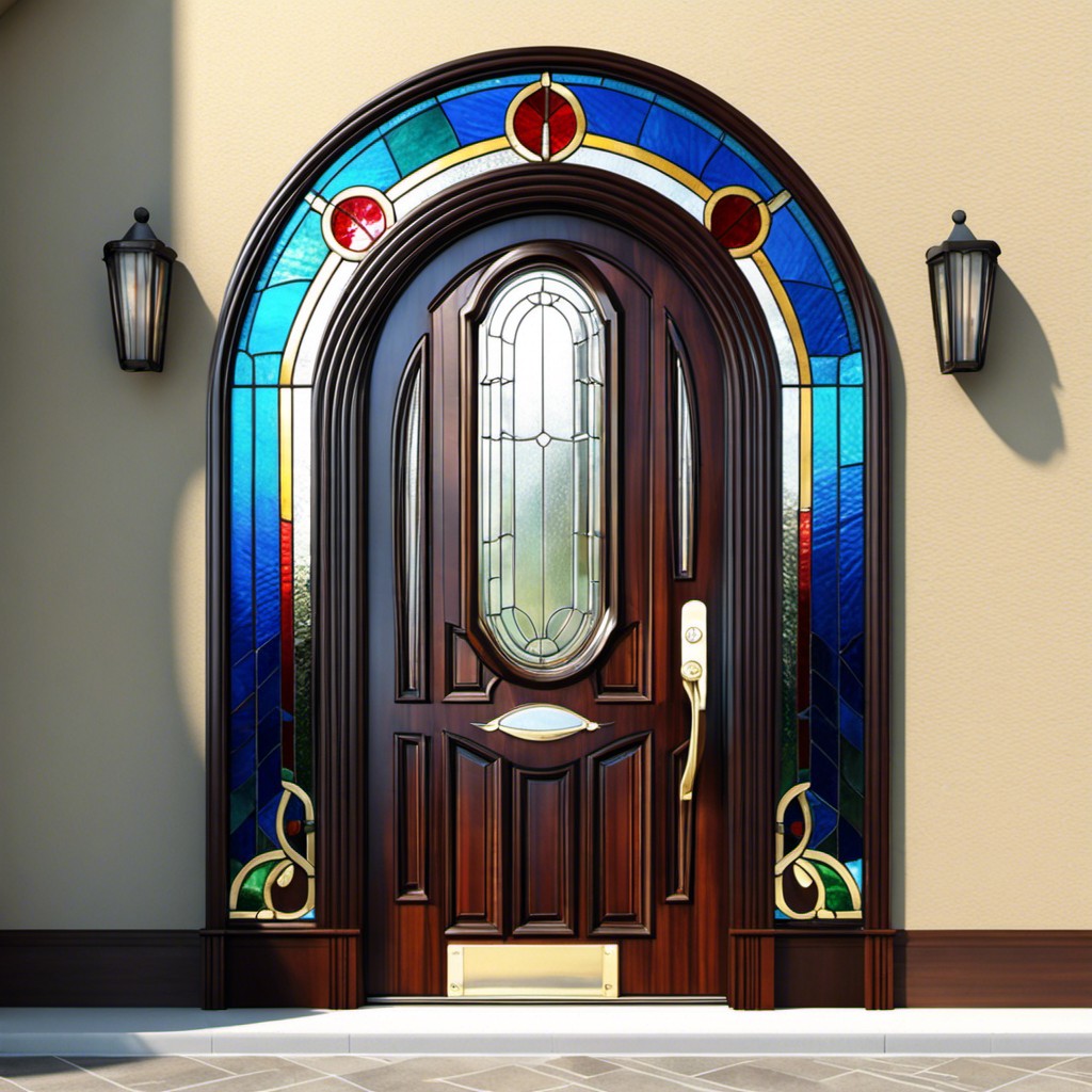 fluted door with stained glass accents