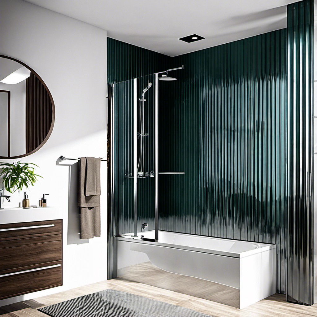 fluted glass bath screen for bathtubs