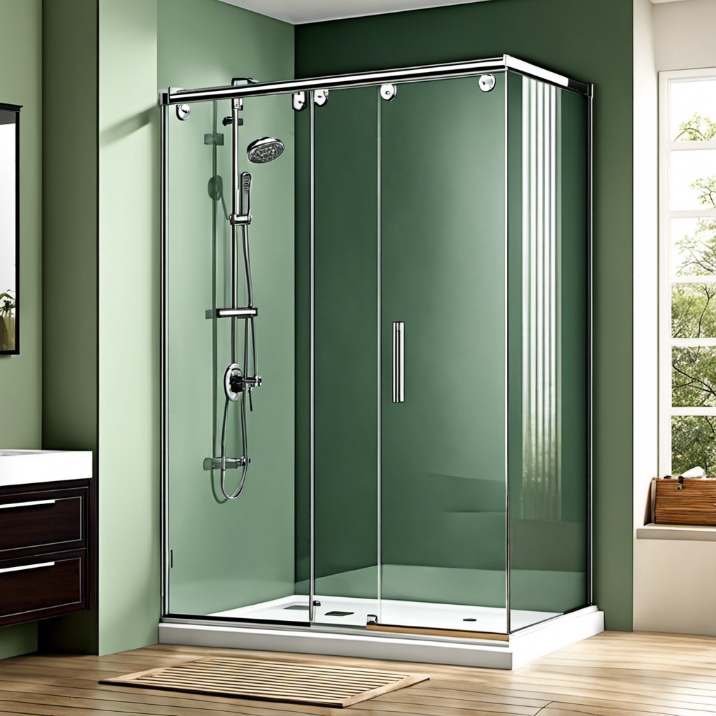 fluted glass sliding shower door