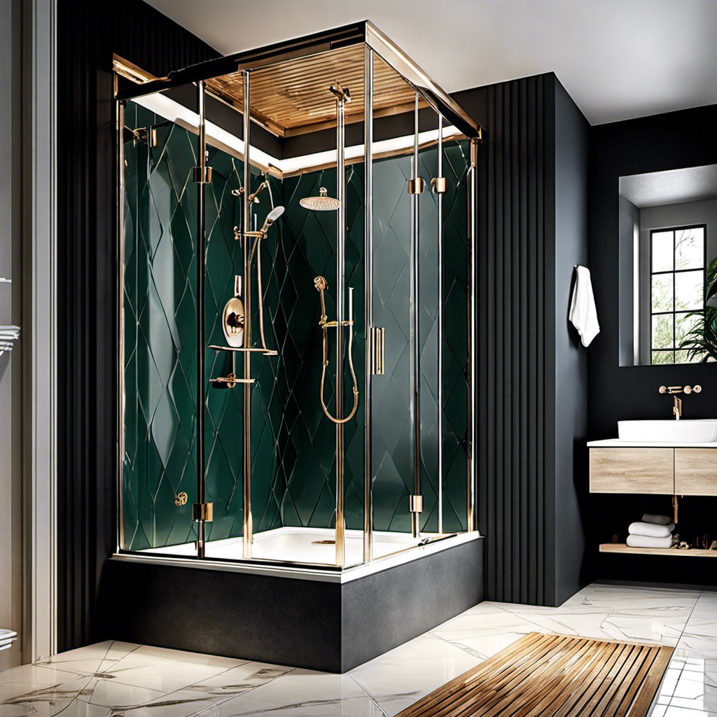 freestanding fluted glass shower structure