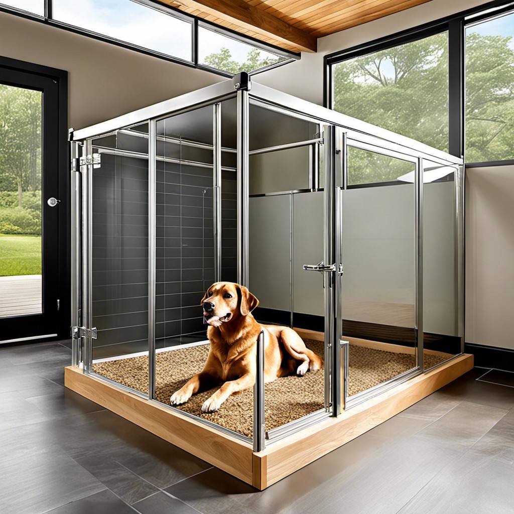 glass walled kennel for clear visibility