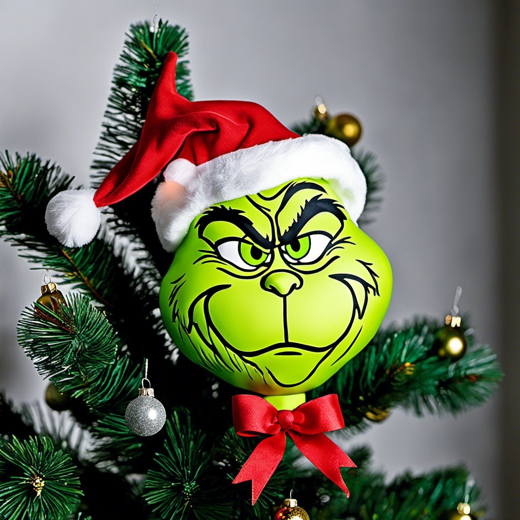 grinch face tree topper