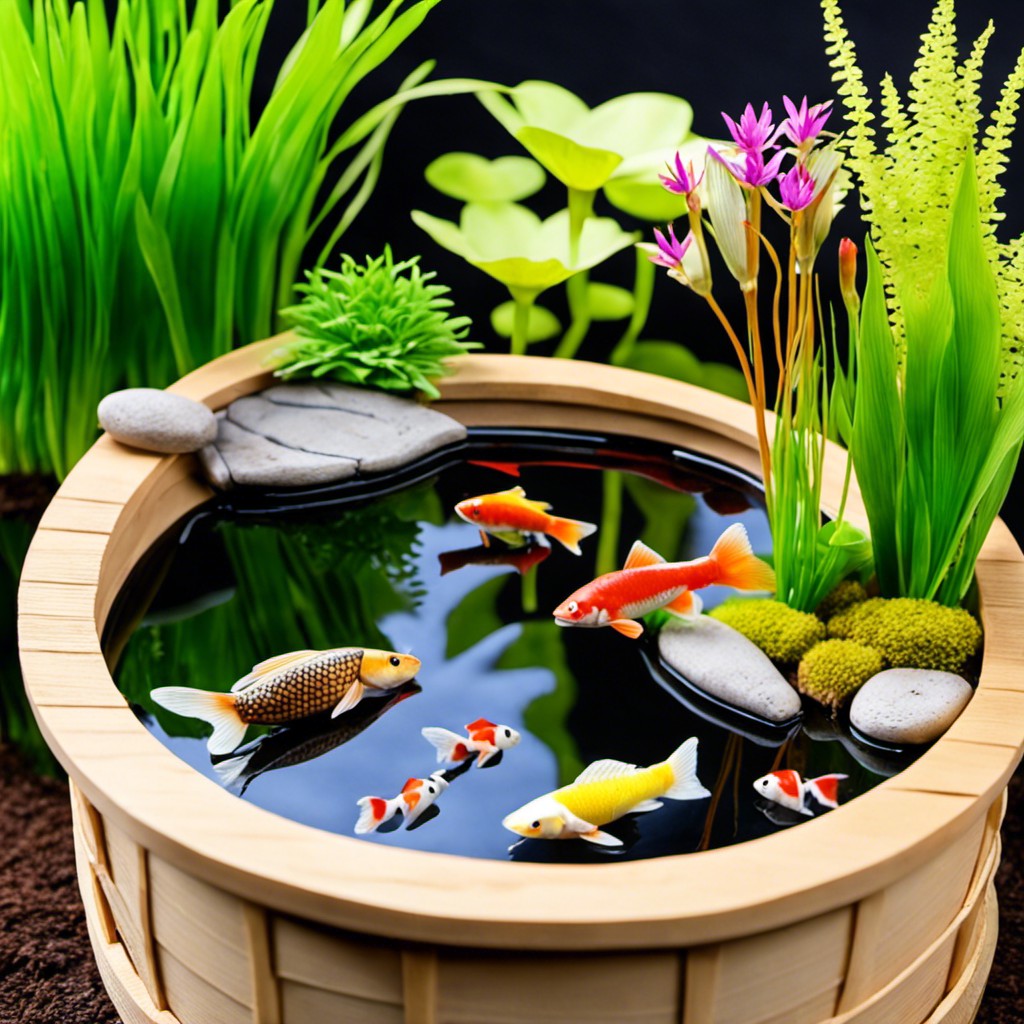 half barrel as a miniature garden pond