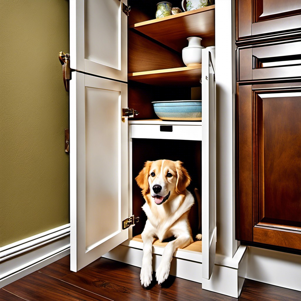 hidden kennel inside a cabinet or under a staircase