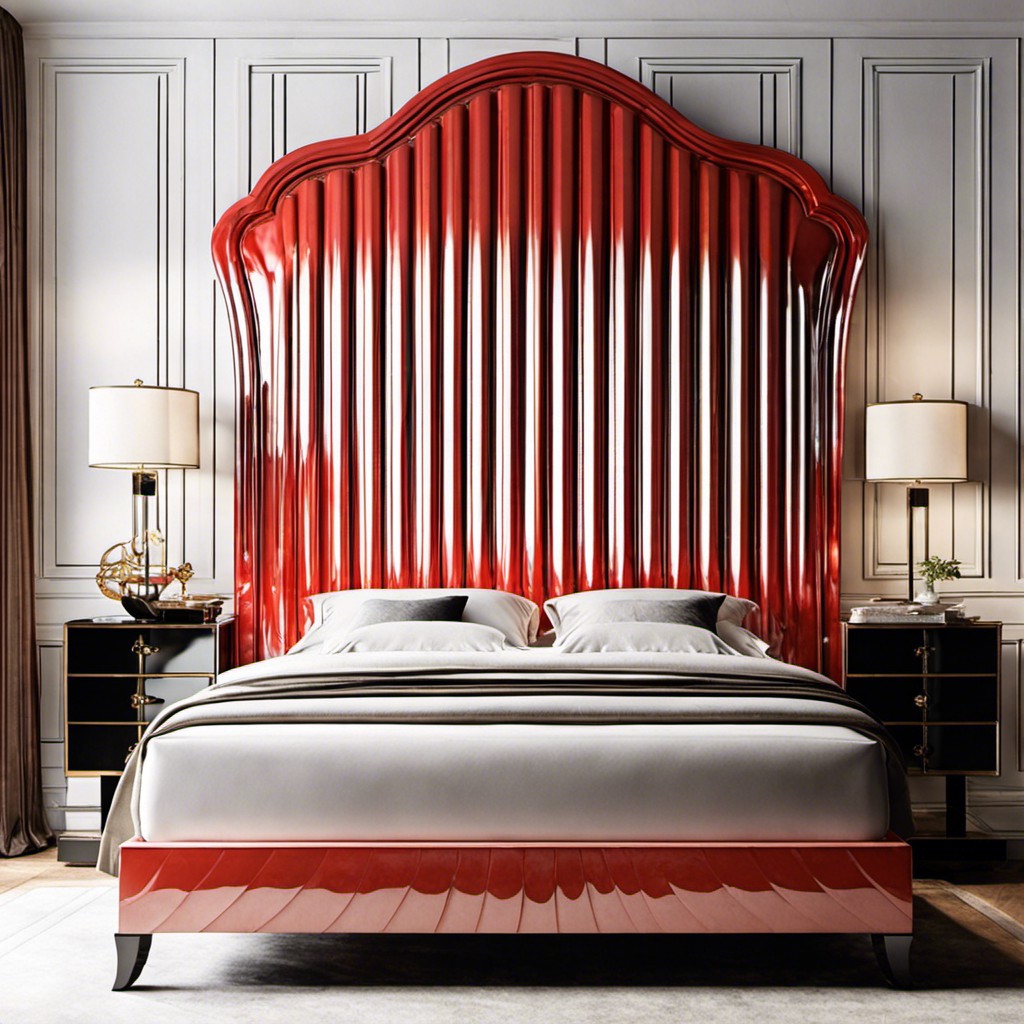 high gloss lacquer fluted headboard