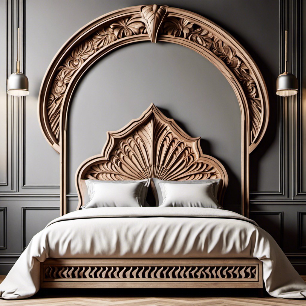 intricate carved fluted headboard