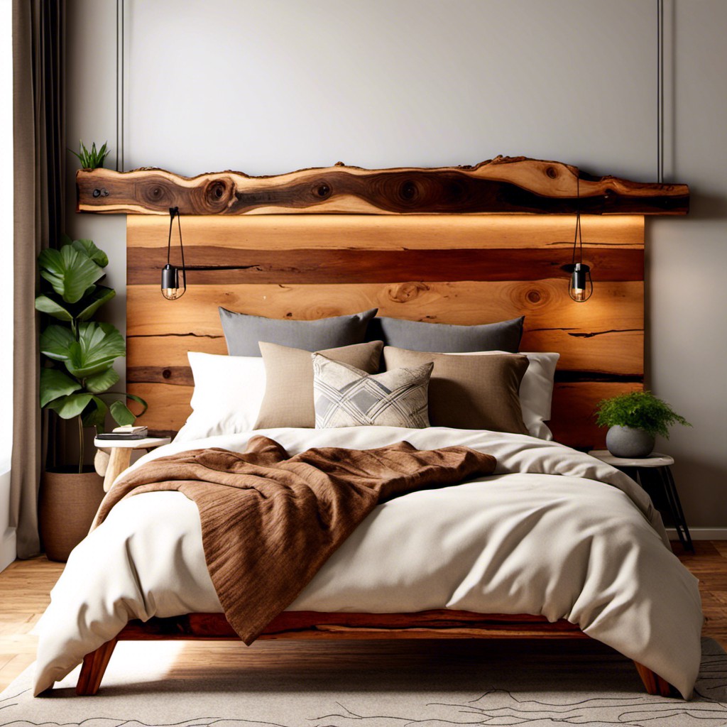 live edge wooden headboard