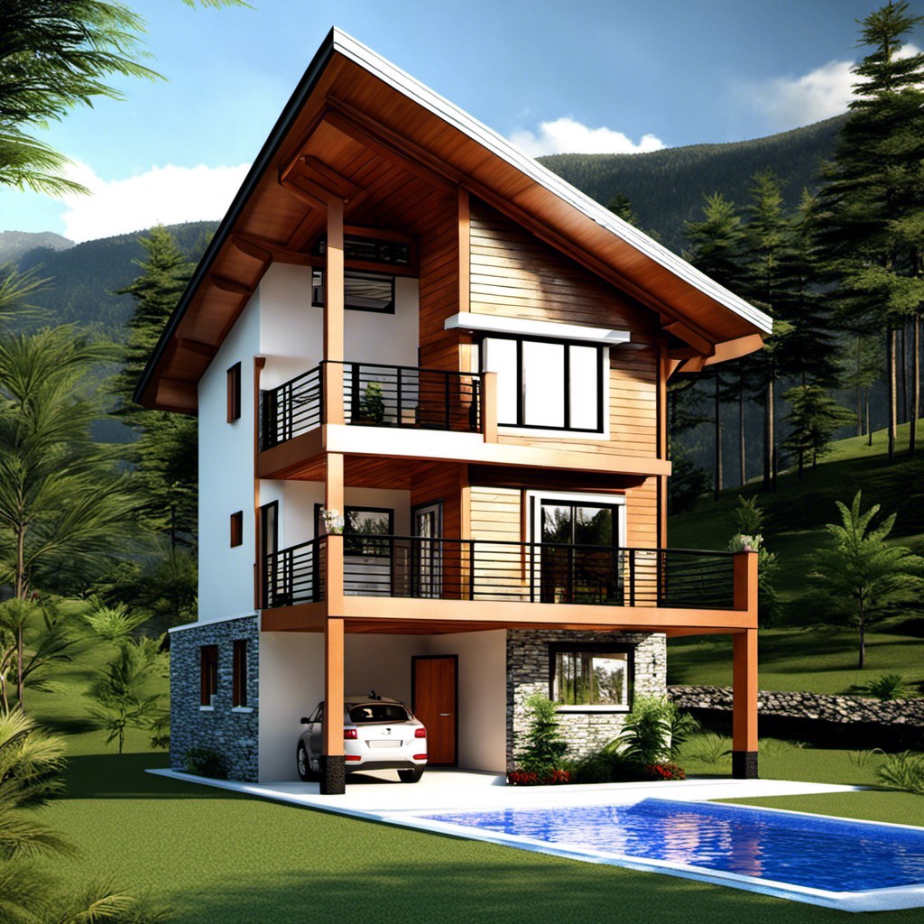 low budget two storey designs for mountain homes