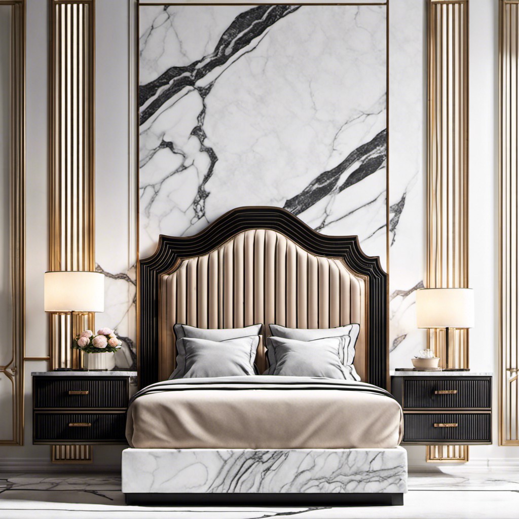 marble finish fluted headboard