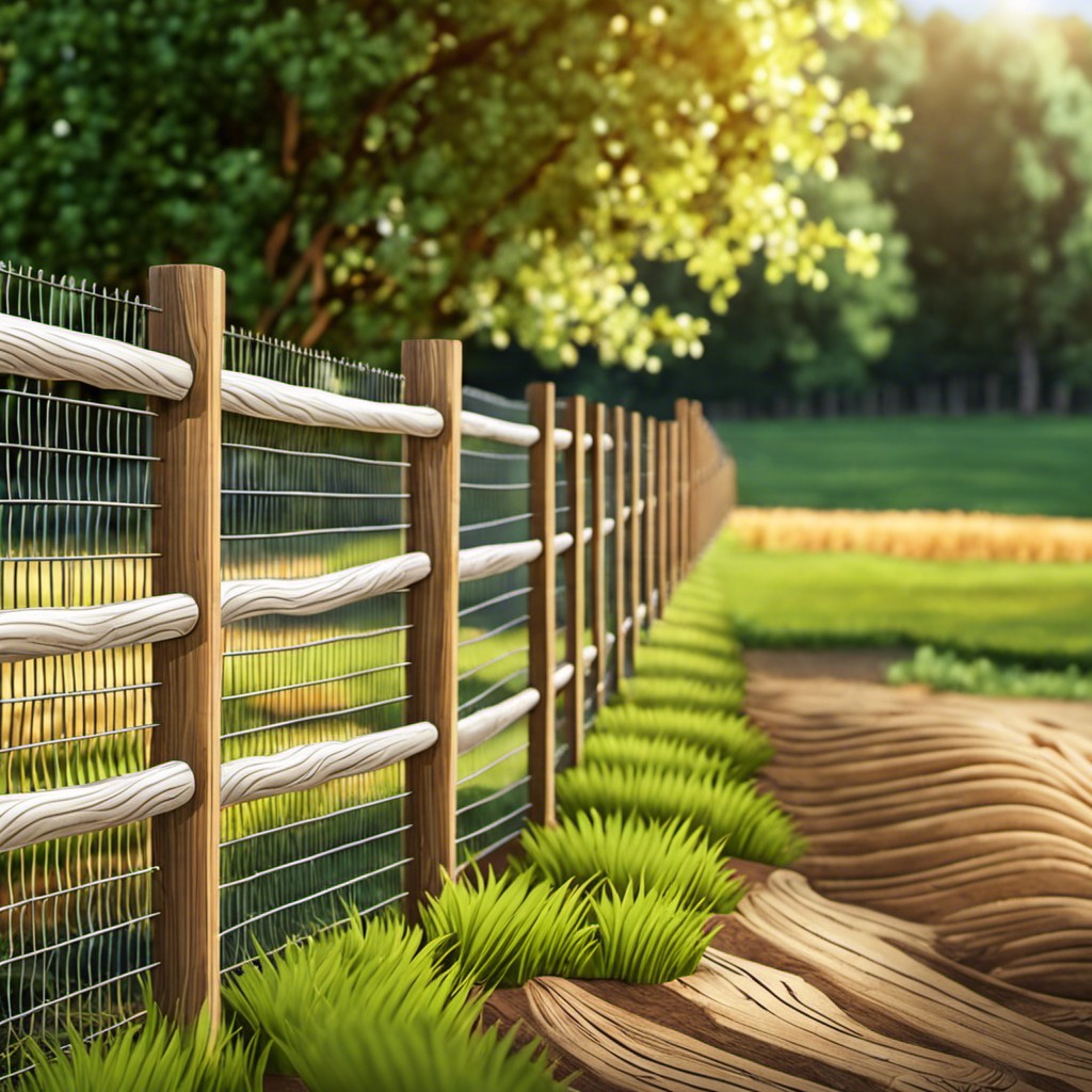 metal mesh with wooden posts