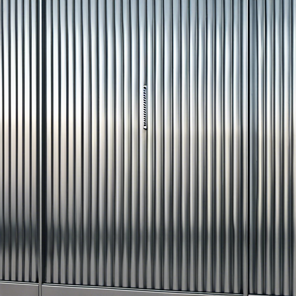 minimalistic sheet metal fence with thin horizontal panels