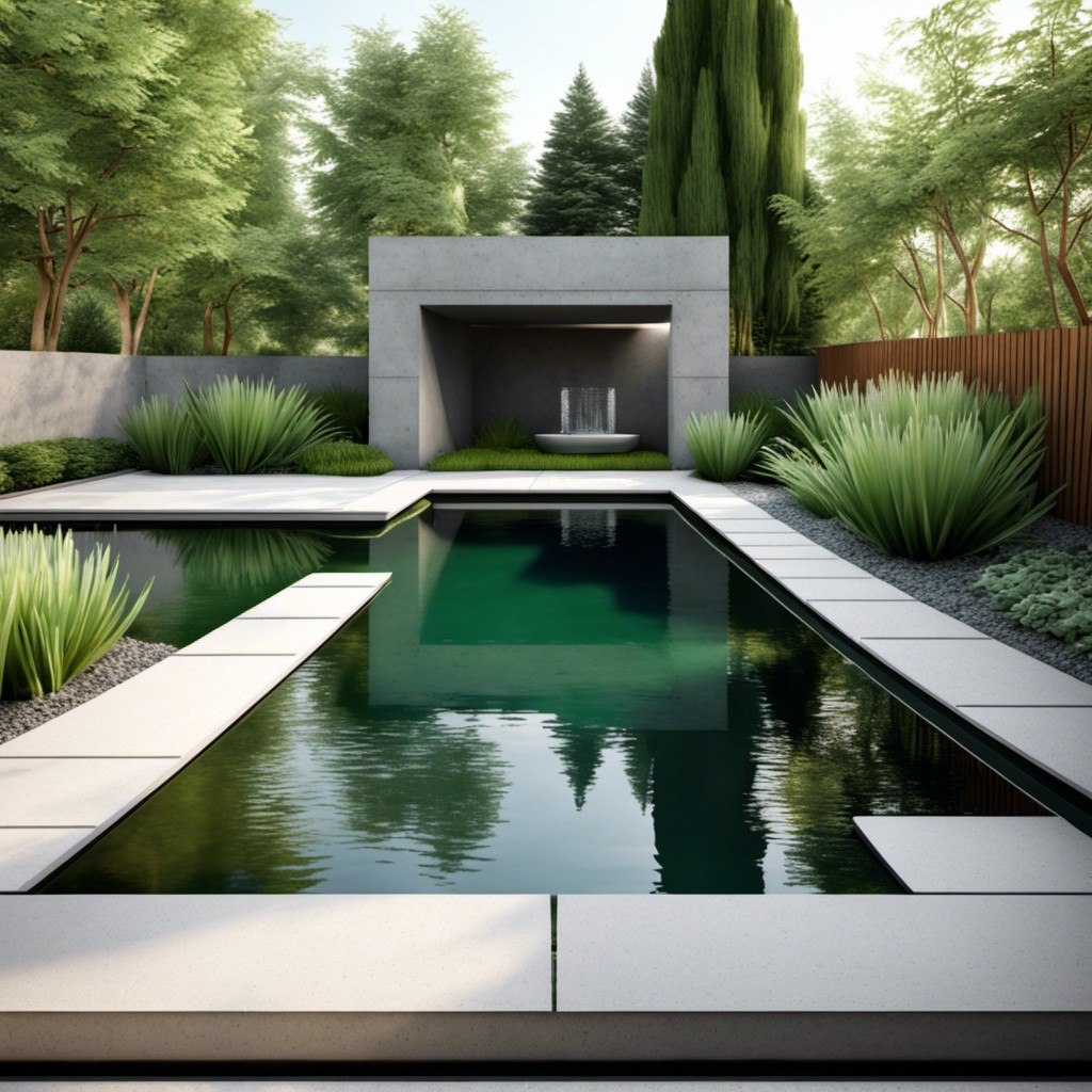 modern geometric shaped concrete pond