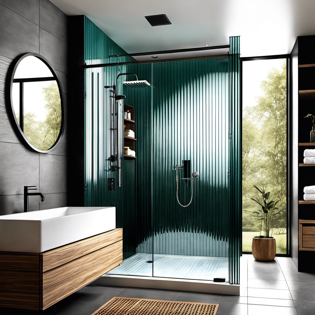 multi panel fluted glass shower design