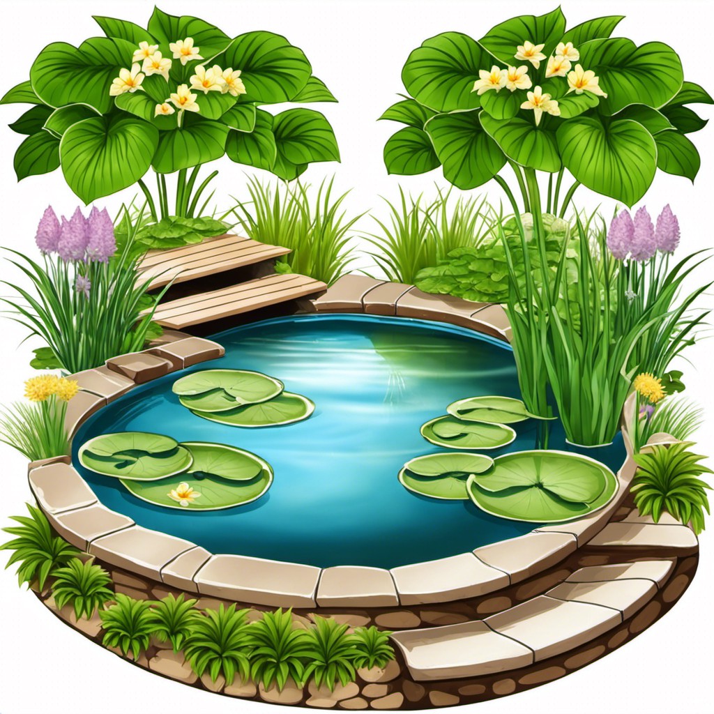 multi tiered pond with aquatic plants