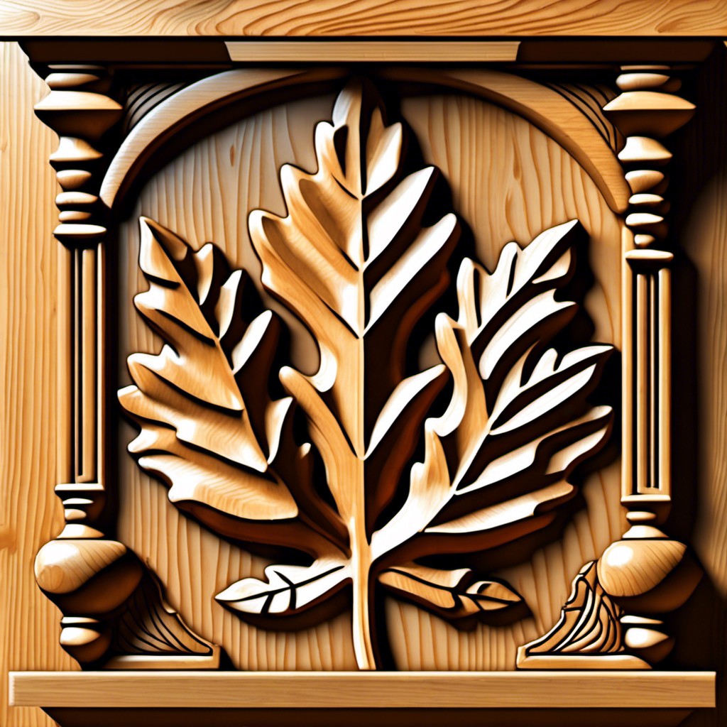 oak leaf carving headboard