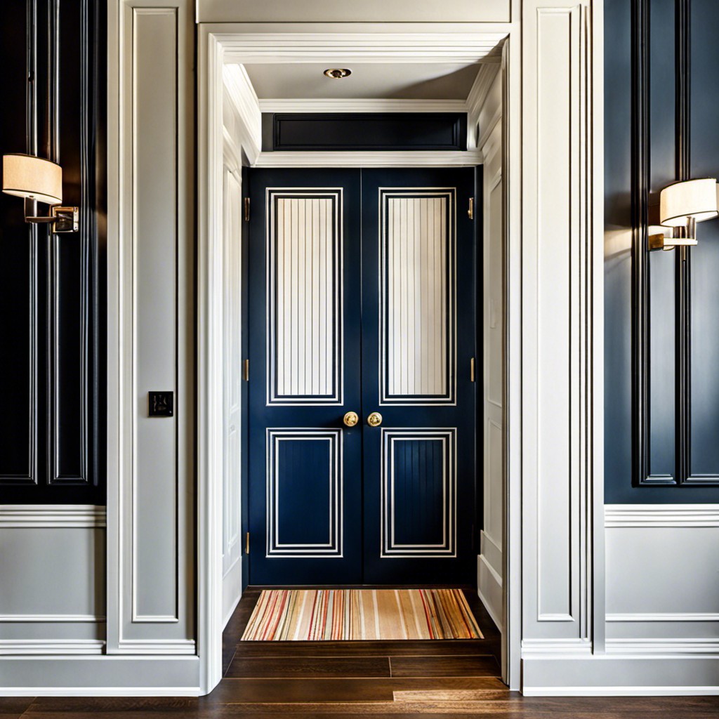 painted fluted door with contrasting trim