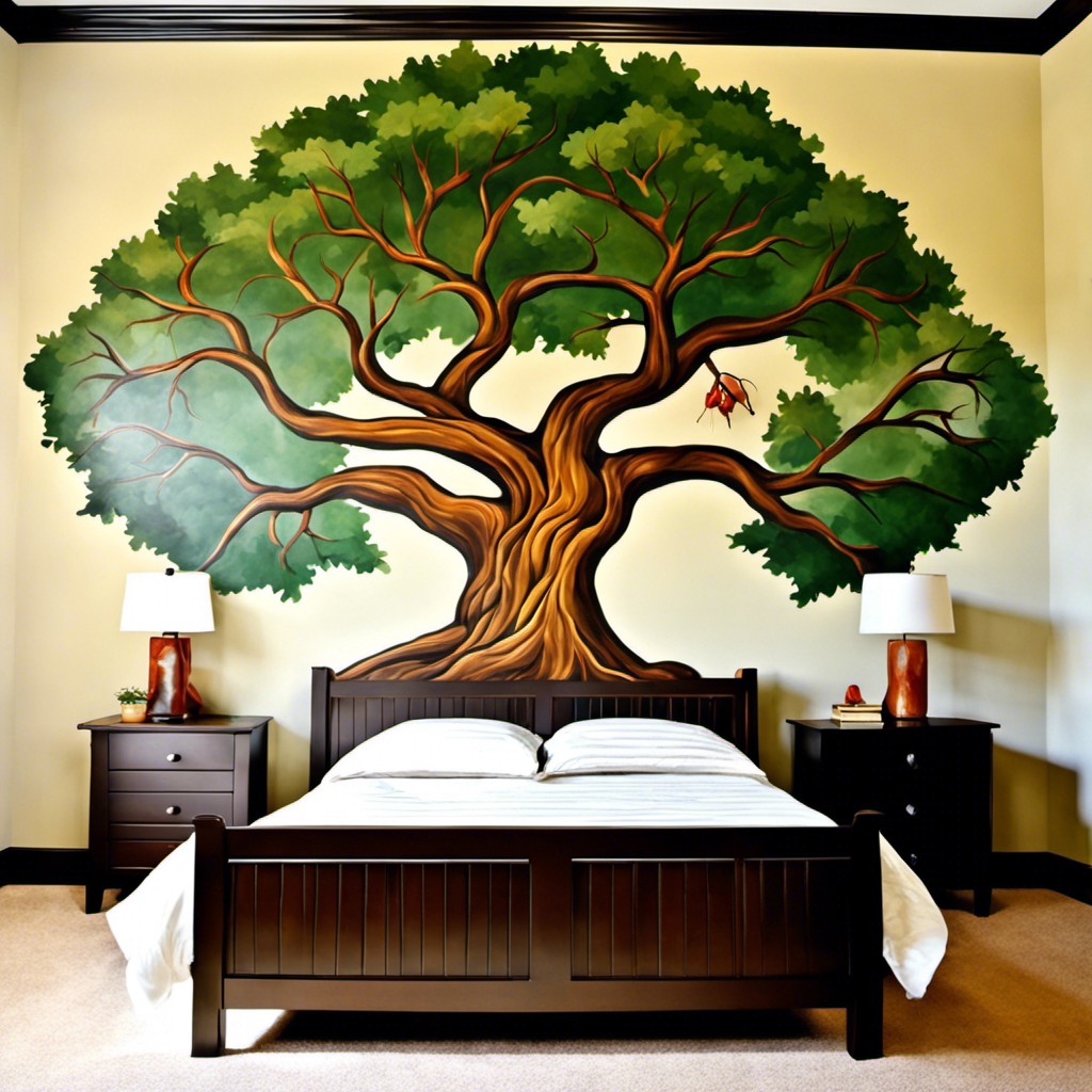 painted tree mural headboard