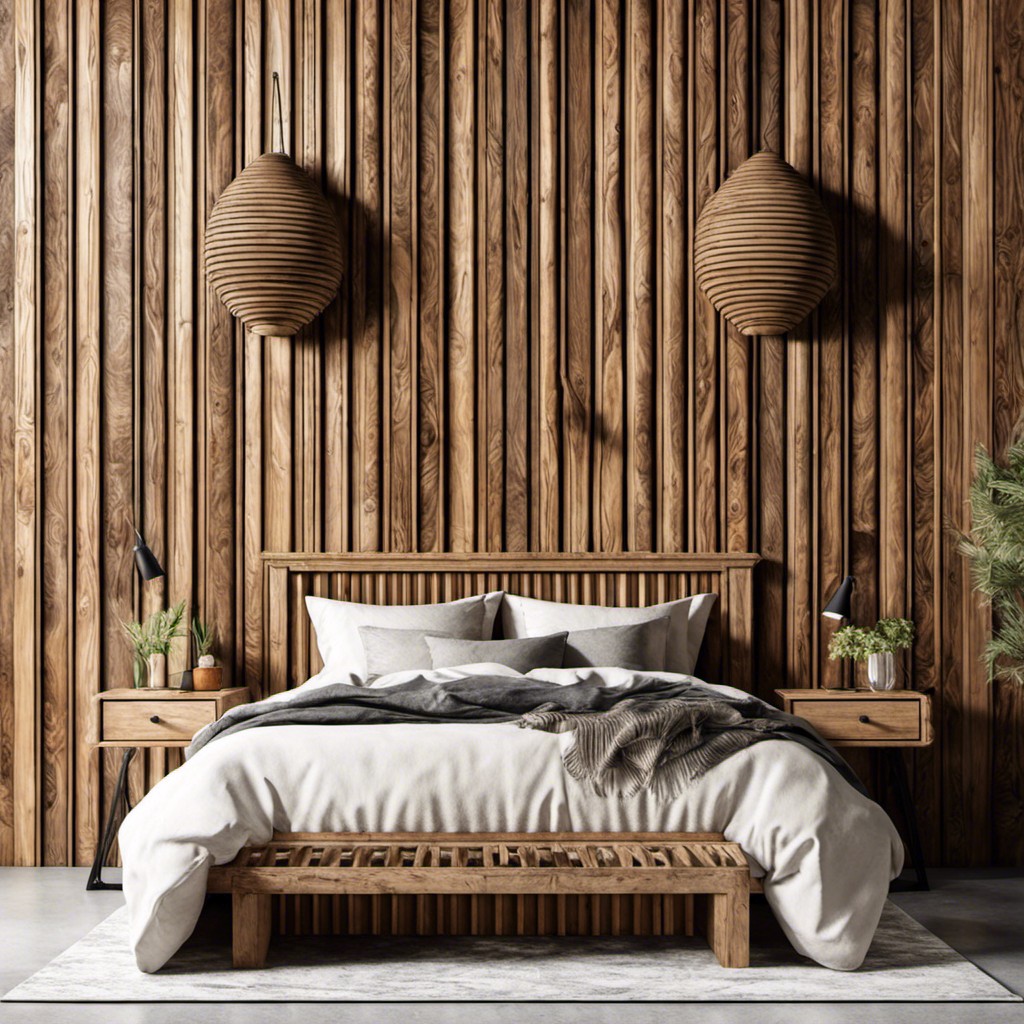 recycled wooden fluted headboard