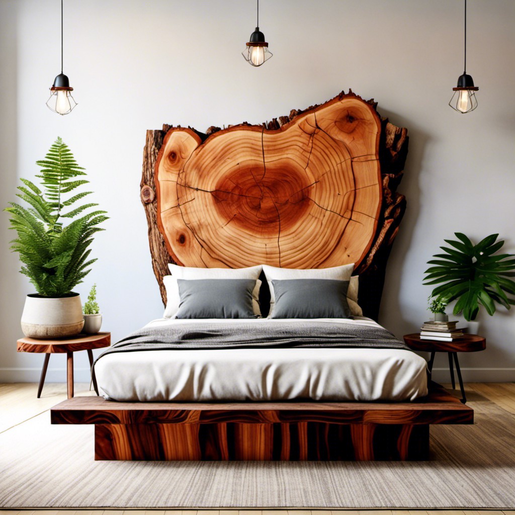 redwood slice headboard